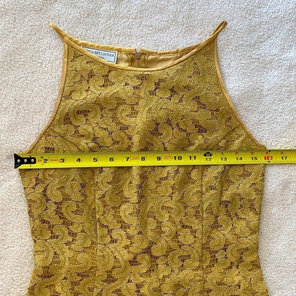 Gold Lace Dress Vintage 90’s Jessica McClintock - Picture 7 of 11